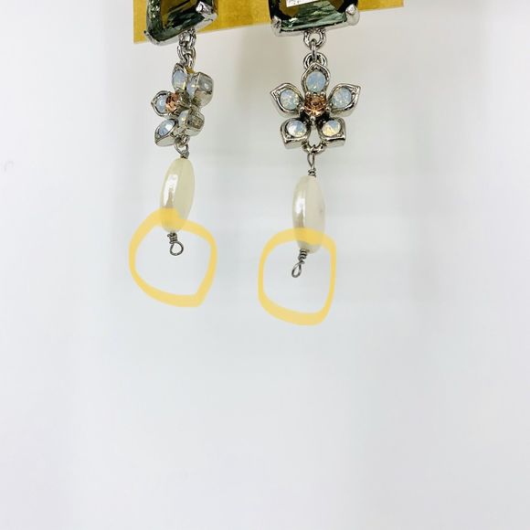 Badgley Mischka Tier Drop Crystal Pearl Earrings As is* - Picture 5 of 7